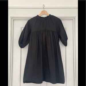 EVERLANE: Black mini baby doll dress (cotton)